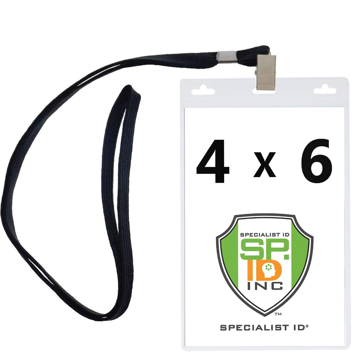 Photo 1 of 10 Pack - Premium 4X6 Inch Extra Large Badge & Credential Holders with Lanyards - for Special Events and 4 x 6 Tickets by Specialist ID (Black)