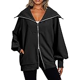 SCORP Womens Zip Up Hoodies Sweatshirt Oversized Polo V Neck Jackets 2024 Fall Trendy Outfits Clothes