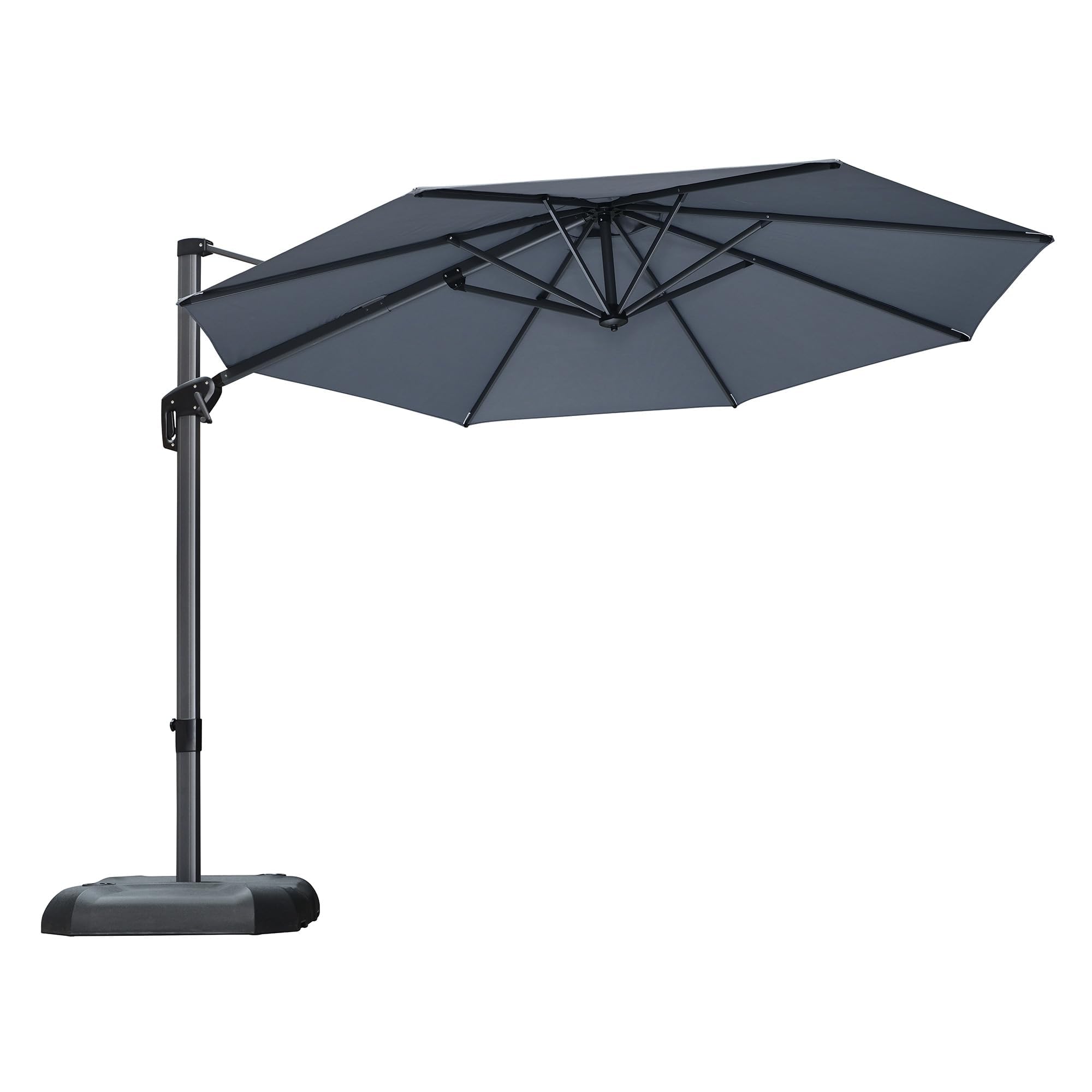 PURPLE LEAF 10 Feet Patio Umbrella Outdoor Cantilever Round Umbrella Aluminum Offset Umbrella with 360-degree Rotation for Garden Deck Pool Patio Light Grey Image