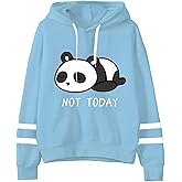 Apvirdy Teen Girls Hoodies Cute Panda Not Today Hooded Sweatshirt Womens Long Sleeve Graphic Pullover Tops