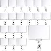 Epakh 20 Pieces Sign Clips Rotating Price Tag Clip Swivel Sign Holder for Handrails or Tubes with 20 Pieces Hard Card Sleeves PVC Card Protector for Shelves Store Supermarket(Sector Style)