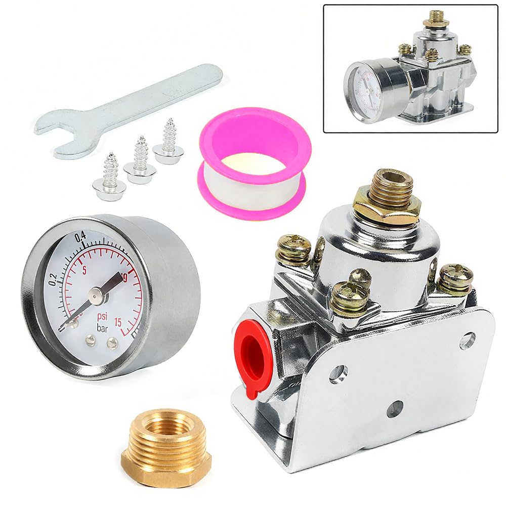 Photo 1 of BARTOO Upgrade Adjustable Fuel Pressure Regulator Carburetor with Gauge, 1-4 PSI, 3/8in NPT, 12-804
