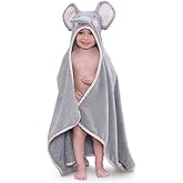 TBEZY Hooded Towel for Kids 100% Cotton Ultra Soft with Unique Animal Design Large for Infants 3-10 Years (Elephant)