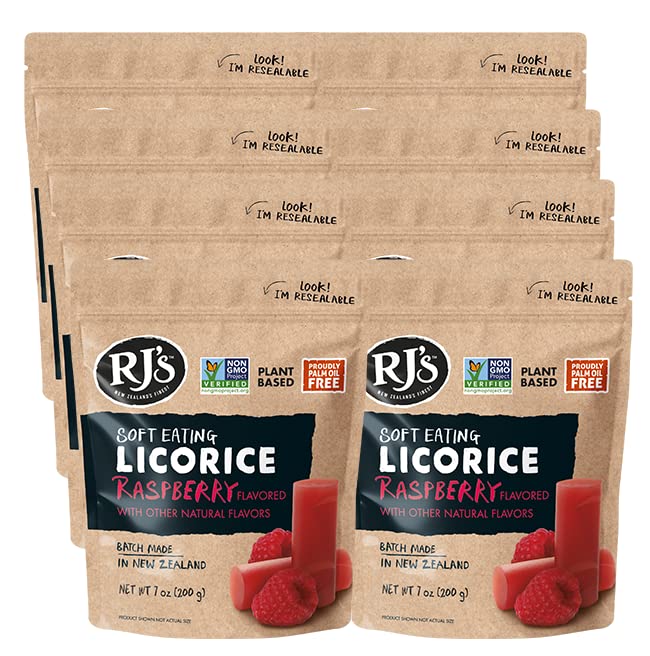 Soft Eating Raspberry Licorice (8Pack) RJ's Licorice (8) 7.05oz Bags