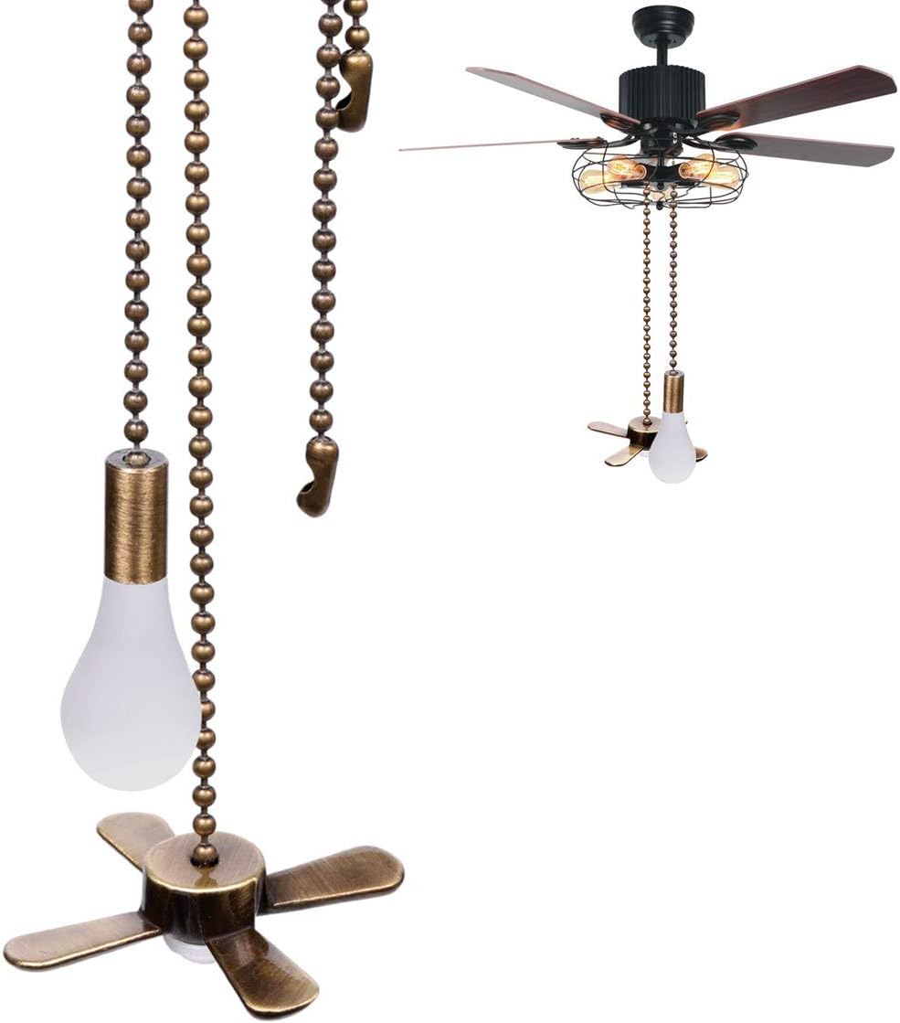 Ceiling Fan Pull Chain, 13.6 Inches Fan Pulls Set with Connector, 3mm
