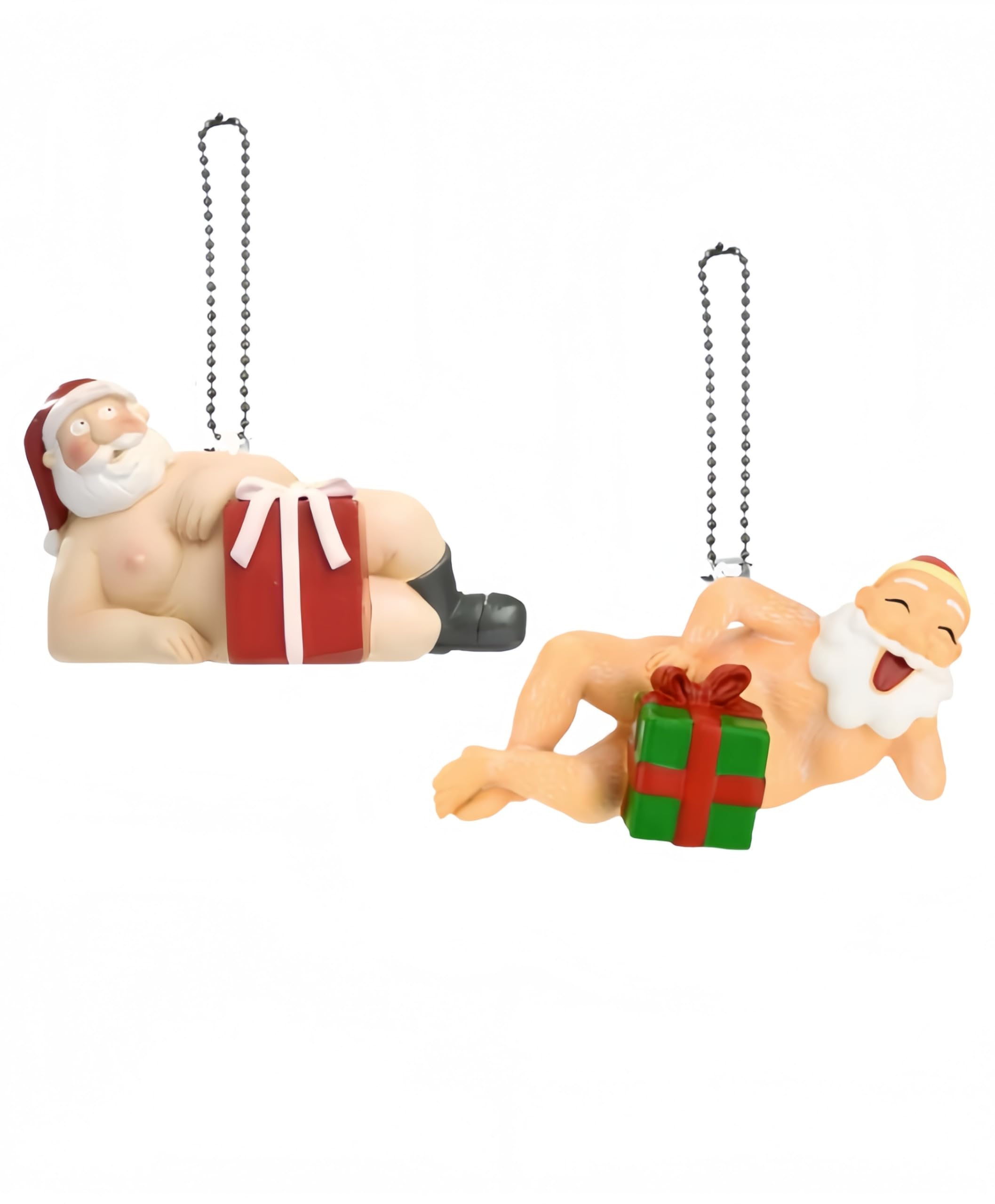 2-Pack Funny Couple Christmas Ornaments, Funny Santa Claus, can be Used for Holiday Decorations, car Ornaments, Bags, Keychains, Family Gatherings, Anniversaries, Halloween and White Elephant Gifts