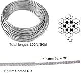 TooTaci 30M Garden Wire 2mm PVC Stainless Steel Cable with M5 Turnbuckles Vine view 2