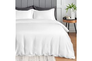 CozyLux 100% Organic Bamboo-Rayon Duvet Cover Set King Size Silky White 3PCS 300TC Luxury Comforter Cover 104" x 90", Oeko-Tex Cooling Duvet Covers with Zipper Closure and Corner Ties