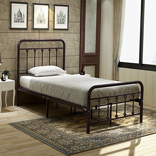 Metal Platform Bed Frame with Headboard and Footboard 12 Legs Mattress