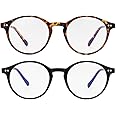 Gleyemor Blue Light Glasses for Men Women, Vintage Round Frame Computer Eyeglasses
