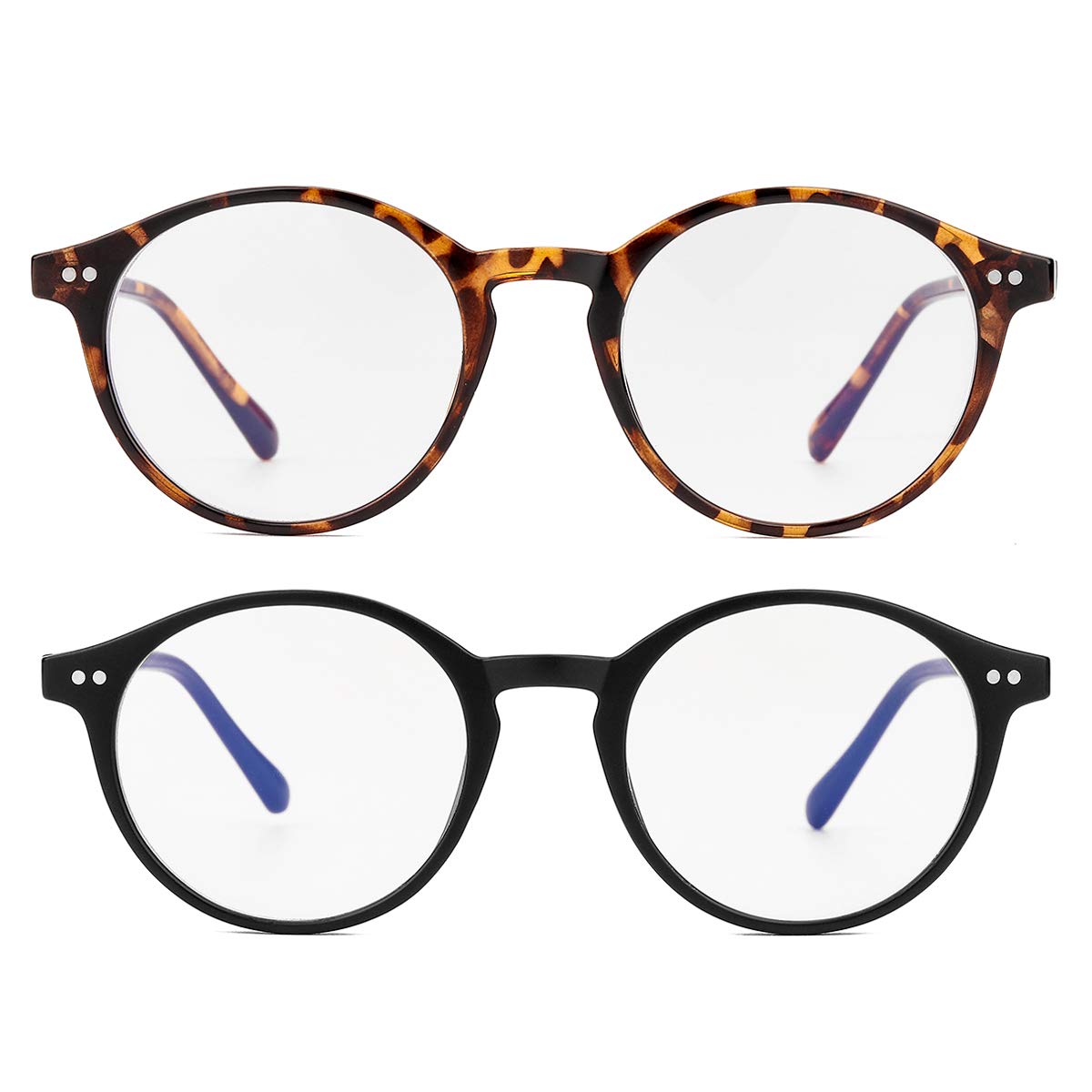 Photo 1 of Gleyemor Blue Light Glasses for Men Women, Vintage Round Bluelight Blocking Computer Screen Protection Glasses (Tortoise+Matte Black)