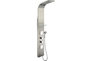 ANZZI Niagara 64" Body Massage 2-Jetted Shower Panel System with Heavy Rain Shower and Spray Wand in Brushed Nickel | Rainfall Waterfall Tower System with Handheld Shower | SP-AZ023