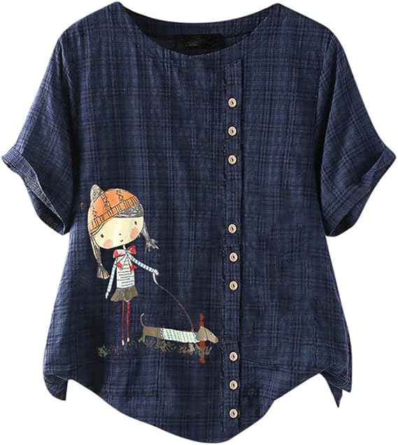 Amazon Co Jp Tシャツ レディース 半袖 Hodarey Tシャツ カットソー 綿とリネン半袖 ブラウス 無地 ヴィンテージoネックボタン シャツ ゆったり シンプル 大きいサイズ きれいめ 森ガール 体型カバーおしゃれ 春 夏 可愛い トップス 柔らかい 通学 通勤 腕時計