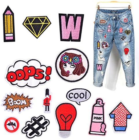 13x Boom Oops Letter Embroidery Patch Set Applique Badge Sew Iron Clothing Craft