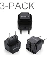 TESSAN Grounded Universal Travel Plug Adapter USA to Europe Travel Prong Converter Adapter Plug Kit for Europe(Type C) - 3 Pack