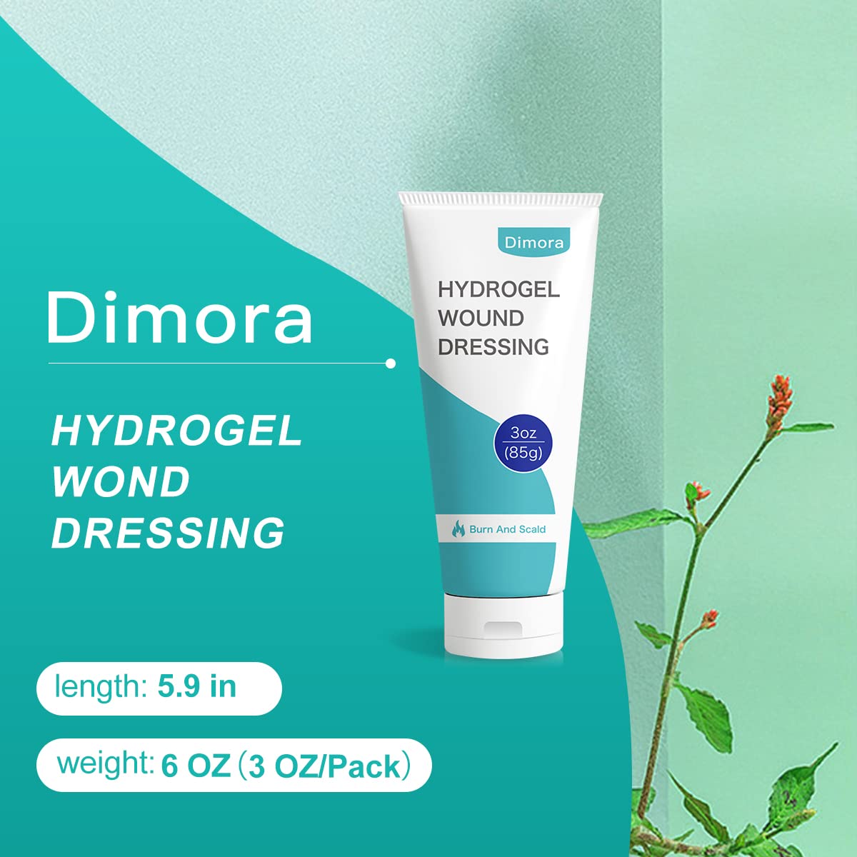 Dimora 2 Packs 6oz Hydrogel First Aid Ointment, Burn Injory Soothing Gel, Skin Repair Cream for Emergency Burn, Postoperative Incisions, Bruises, Debridement Wound Care