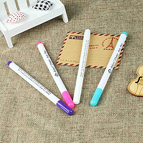 10 Pcs Disappearing Ink Fabric Marker Pen Vanishing Air Erasable Pen Water Erasable Pen For Sewing Creating Washable Art and Lettering,Temporary Marking,Auto-Vanishing Pen for Cloth,5 Colors - Thumbnail 2