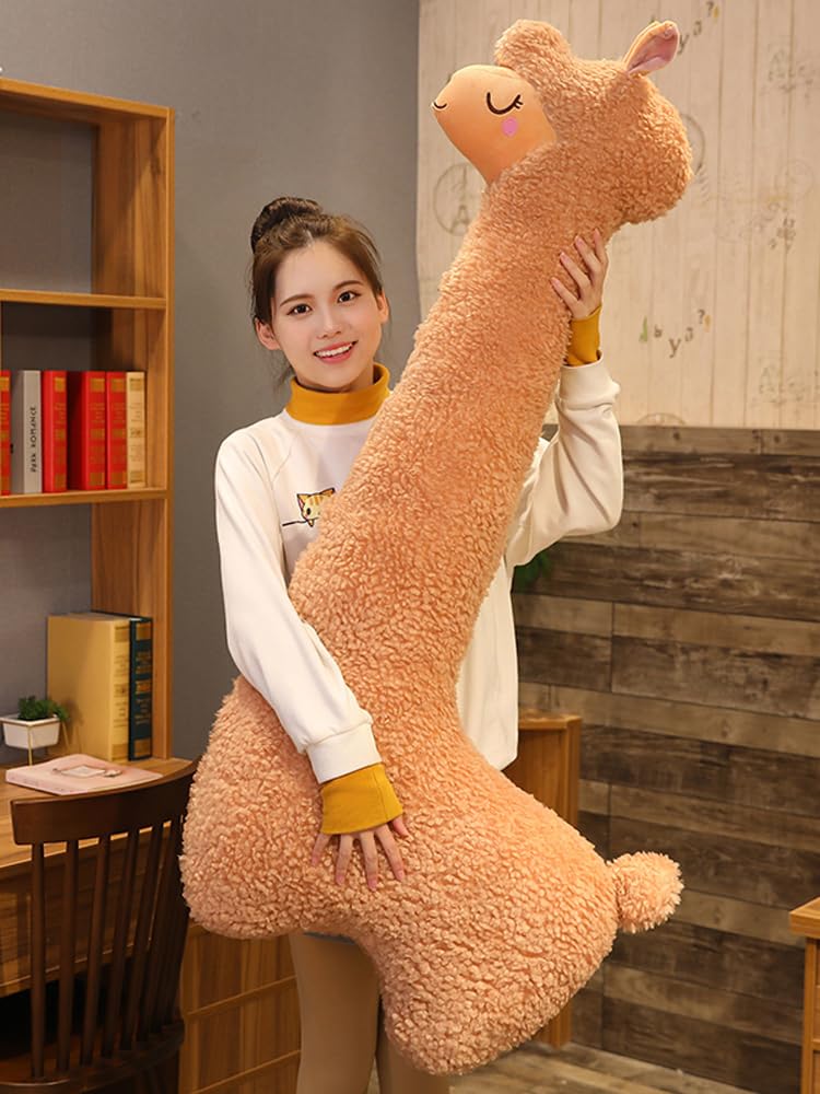 Photo 1 of Sejiarep Alpaca Llama Plush Pillow - 29" Giant Alpaca Plush Long Body Pillow - Wife Girl Girlfriend Birthday Valentine's Children's Women's Festival Day Gift, Brown