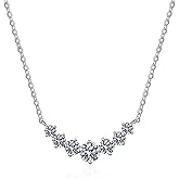 Inf.Story 7 Stone Moissanite Pendant Necklaces, 1.7cttw D Color Moissanite 925 Sterling Silver Smile Pendant for Women Mom Wife Anniversary Birthday Gifts