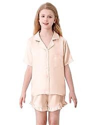 Umeyda Girls Satin Silky Collar V Neck Ruffle Short