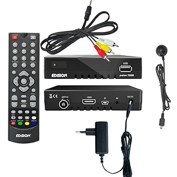 Edision proton T265 Full HD Hybrid DVB-T2 Kabel-Receiver FTA HDTV DVB-C/DVB-T2 H.265 HEVC inkl. Cinch Kabel Adapter