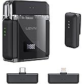 LEVN Wireless Microphone for iPhone/Android/PC, USB-C/Lightning Plug & Play, AI Noise Cancel, 328ft Range, 30H Battery Life with Charging Case, iPhone Microphone for TikTok, YouTube, Vlogging
