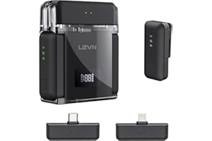LEVN Wireless Microphone for iPhone/Android/PC, USB-C/Lightning Plug & Play, AI Noise Cancel, 328ft Range, 30H Battery Life with Charging Case, iPhone Microphone for TikTok, YouTube, Vlogging