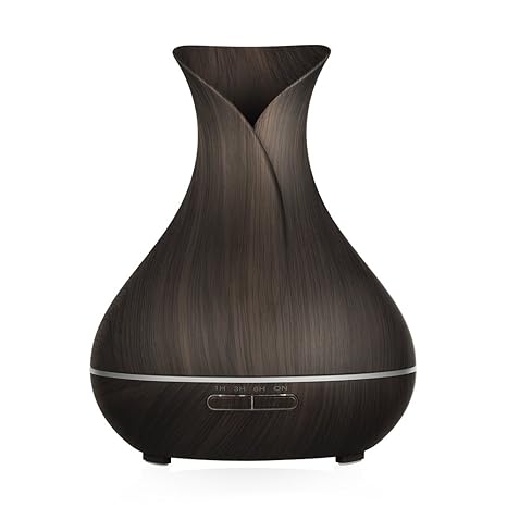 Aroma Diffuser,Simpeak 400ML Holz Vasen-Stil Essential Oil Diffusor LED Air Humidifier mit 7 LED Farben für Schönheitssalon,S