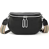 Fanny Pack Crossbody Bags For Women Genuine Leather Fashion Shoulder Handbag Belt Bag Waist Purse (Black01)