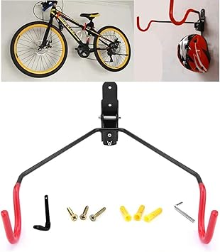 Amazon 自転車壁掛けフック Sclife 自転車ハンガー バイクハンガー バイクスタンド 自転車ディスプレイ 壁 ディスプレイ ラック 自転車ホルダー 角度 調整 収納可能 ヘルメット掛けフック付き Sclife ディスプレイスタンド