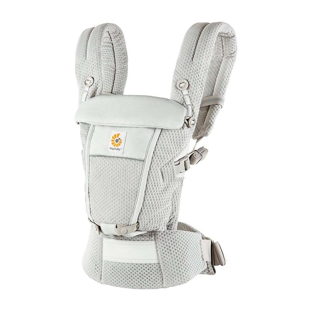 Ergobaby Adapt Baby Carrier for Newborns from Birth, 3 Positions, SoftFlex Mesh, Ergonomic Baby Belly Carrier, Back Carrier, Baby Carrier, Pearl Grey