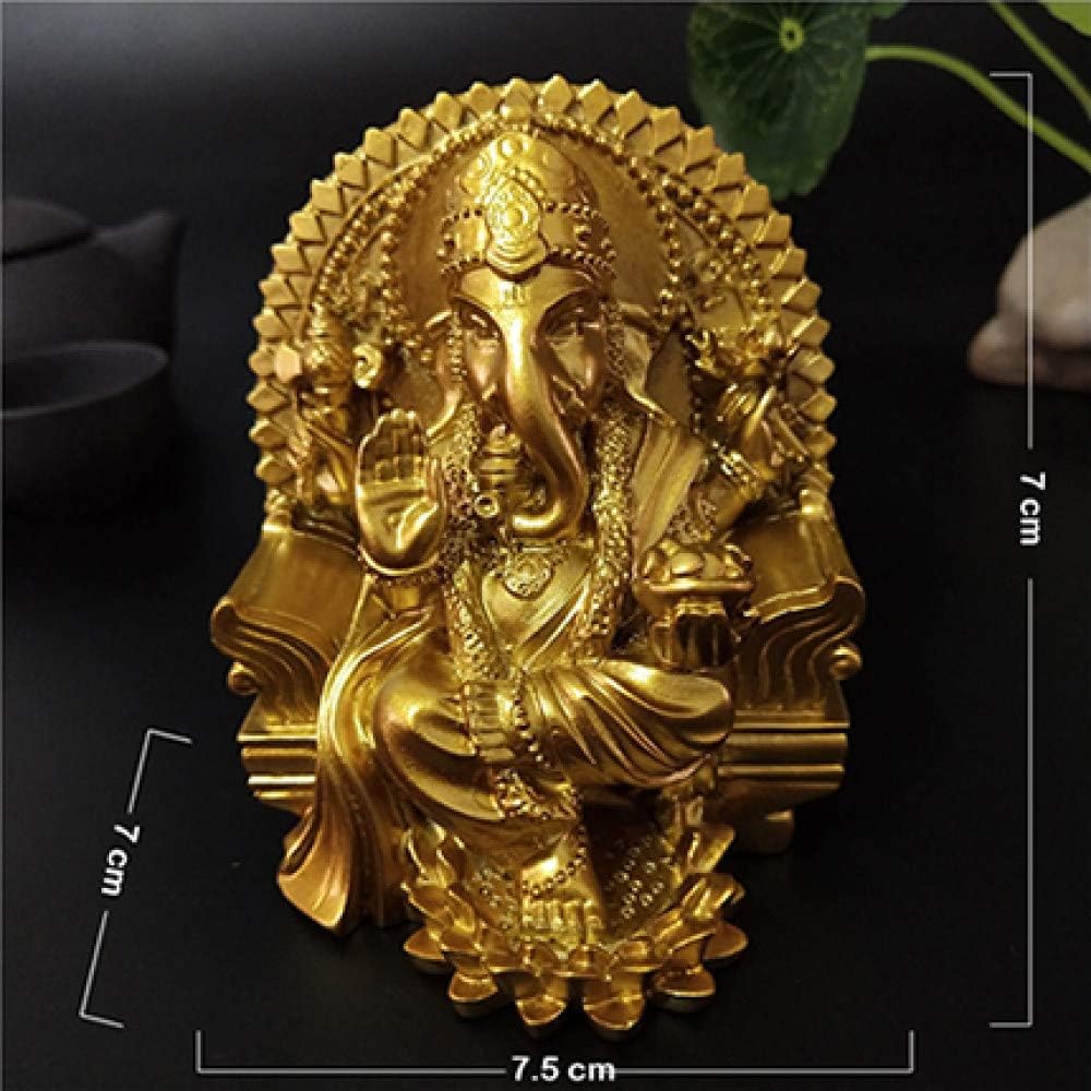 BYBYGA Statue Golden Lord Ganesha Statue Buddha Elephant God Sculpture Indian Ganesh Buddha Statues Resin Crafts Home Garden Decoration,Gold