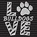 Love Bulldogs Clear Sparkly Iron-on Rhinestone Crystal T-Shirt Transfer by JCS Rhinestones