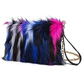 ZOSCGJMY Evening Faux Fur Handbags for Women Furry Fluffy Fuzzy Bags Purse Crossbody Shoulder Strap