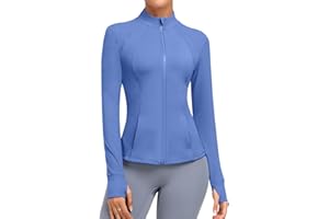 Cighay Women's Athletic Full Zip Lightweight Workout Jacket With Pockets Running Slim Fit Yoga Sportwear With Thumb Holes