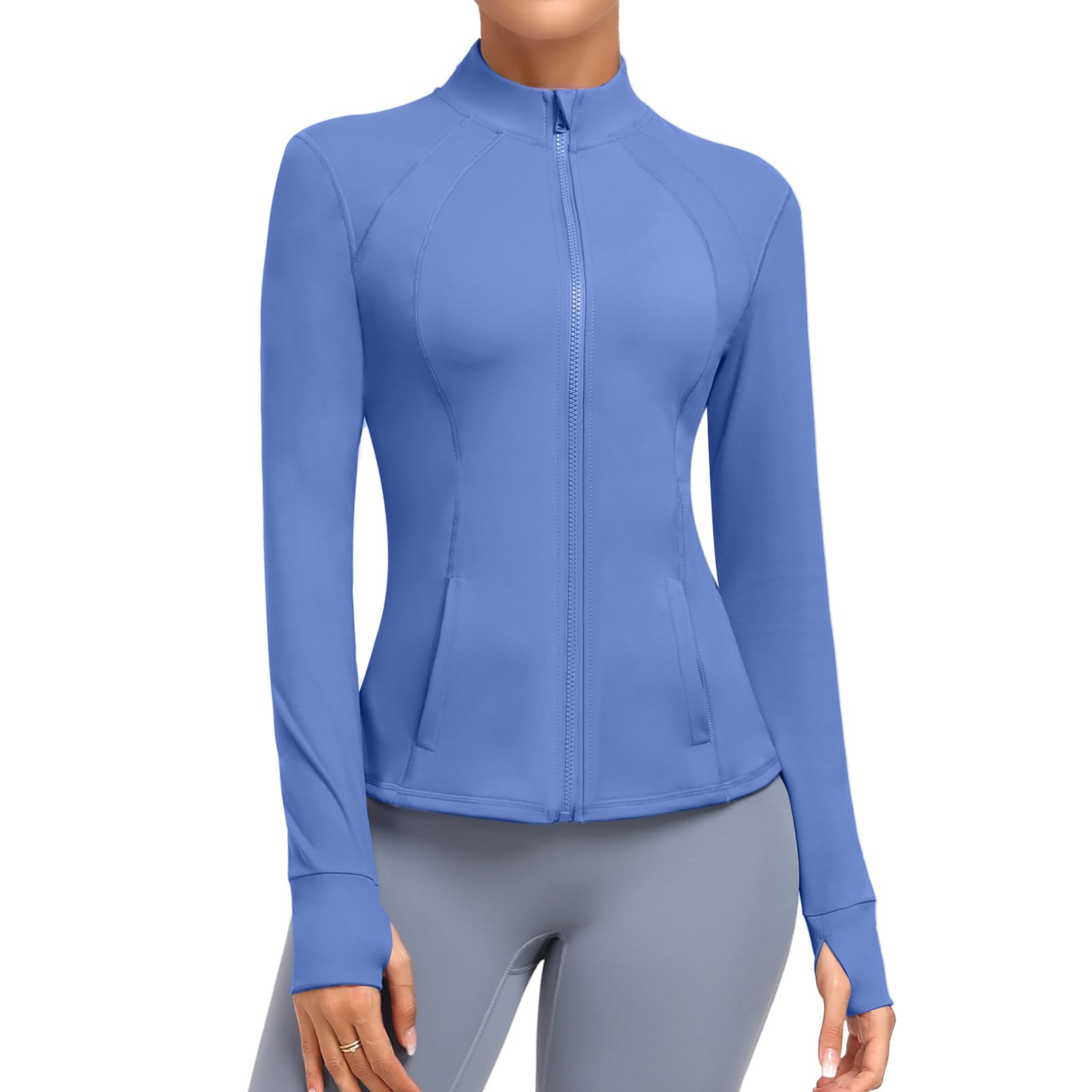 Photo 1 of (BAGGED) (XXL) Cighay Women's Athletic Full Zip Lightweight Workout Jacket With Pockets Running Slim Fit Yoga Sportwear With Thumb Holes XXL