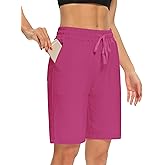 DIBAOLONG Womens Yoga Shorts Loose Comfy Drawstring Lounge Bermuda Shorts with 3 Pockets