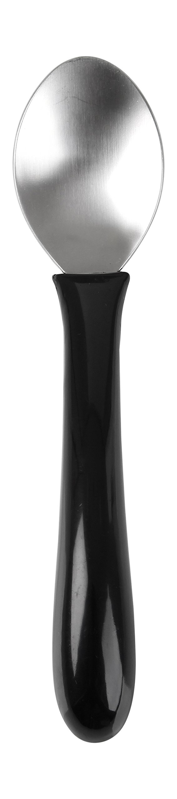 Homecraft Caring Cutlery, Black Handle Spoon (Eligible for VAT Relief in the UK) Ergonomic Stainless Steel Eating Utensil, Silverware for Weak Grip, Restricted Movement, Elderly, Disabled, Handicapped