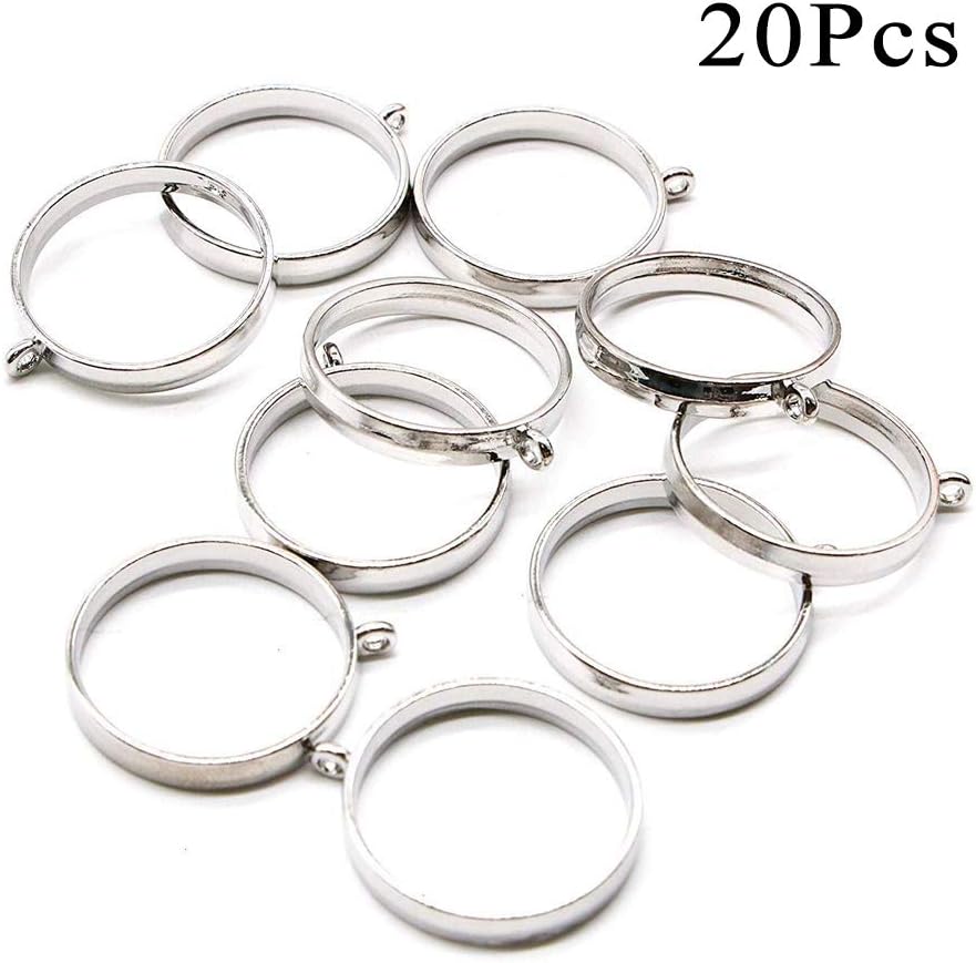 Round Open Back Bezel,EVNEED 20 pcs 25mm Zinc Alloy Round Frame Pendant Open Back Frame with 1 Loop for Jewelry Making,Silver