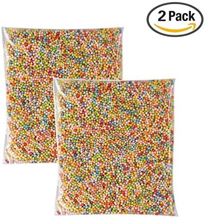2 PACK Micro Polystyrene Styrofoam Beads Small Foam Balls Slime Beads Set for Slime Making Art DIY Craft,0.1-0.18 Inch 10000pcs/Pack-Mixed Color