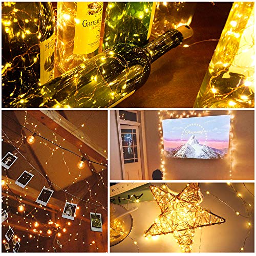 UPGRADE 33FT 100LED Photo Clips String Lights Battery Operated, Fairy String Lights with 50 Clear Clips for Hanging Pictures Cards Indoor & Outdoor Decoration
