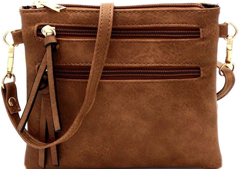 Multi Pocket Versatile Cellphone Small Soft Vegan Leather Casual Crossbody Bag