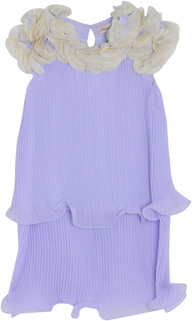 Miss Blumarine:(Italy) Girls Fashion Pleated Violet Sleeveless Party Dress