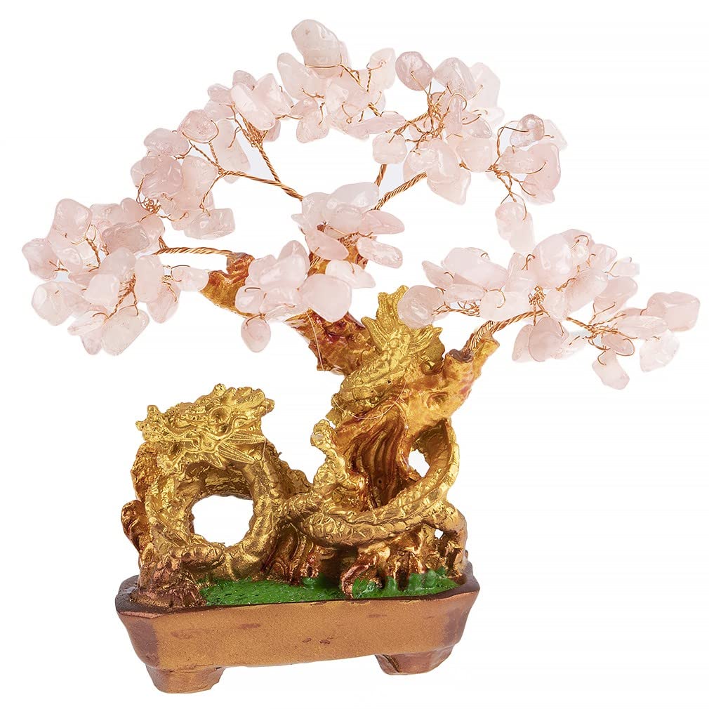 lachineuse feng Shui Tree, Stone, Doré Et Rose Dominant, 17x15x10cm — image 1