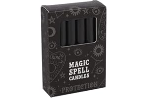 12 Magic Candles with Protection 10 cm Black