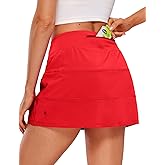 CRZ YOGA High Waisted A line Golf Skirts for Women - Mini Lined Tennis Casual Work Skorts with 3 Pockets
