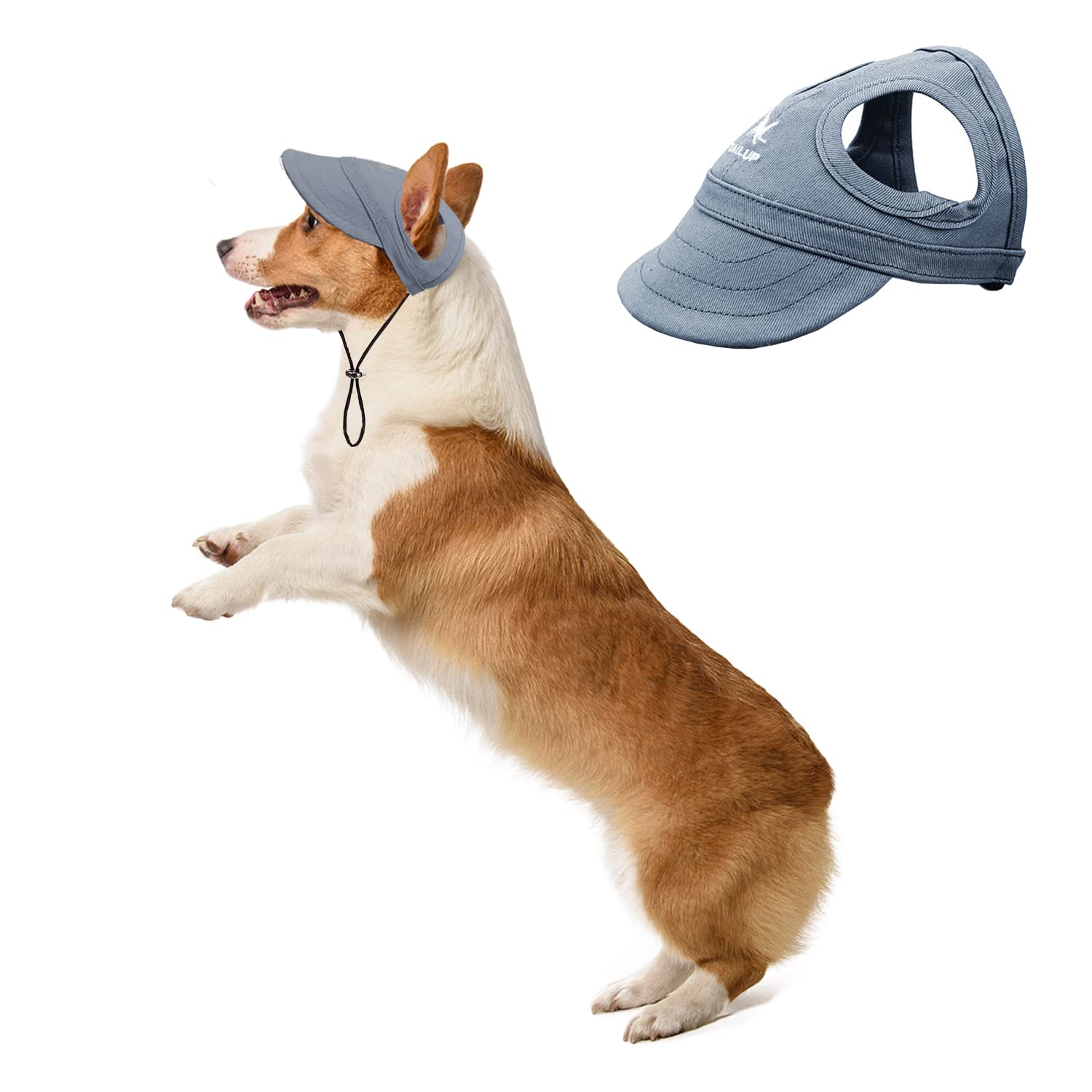 BT Bear Dog Hat with Ear Holes,Dog Baseball Outdoor Cap,Adjustable Summer Travel Sport Hat for Small Medium Dogs(L,Dark Blue)