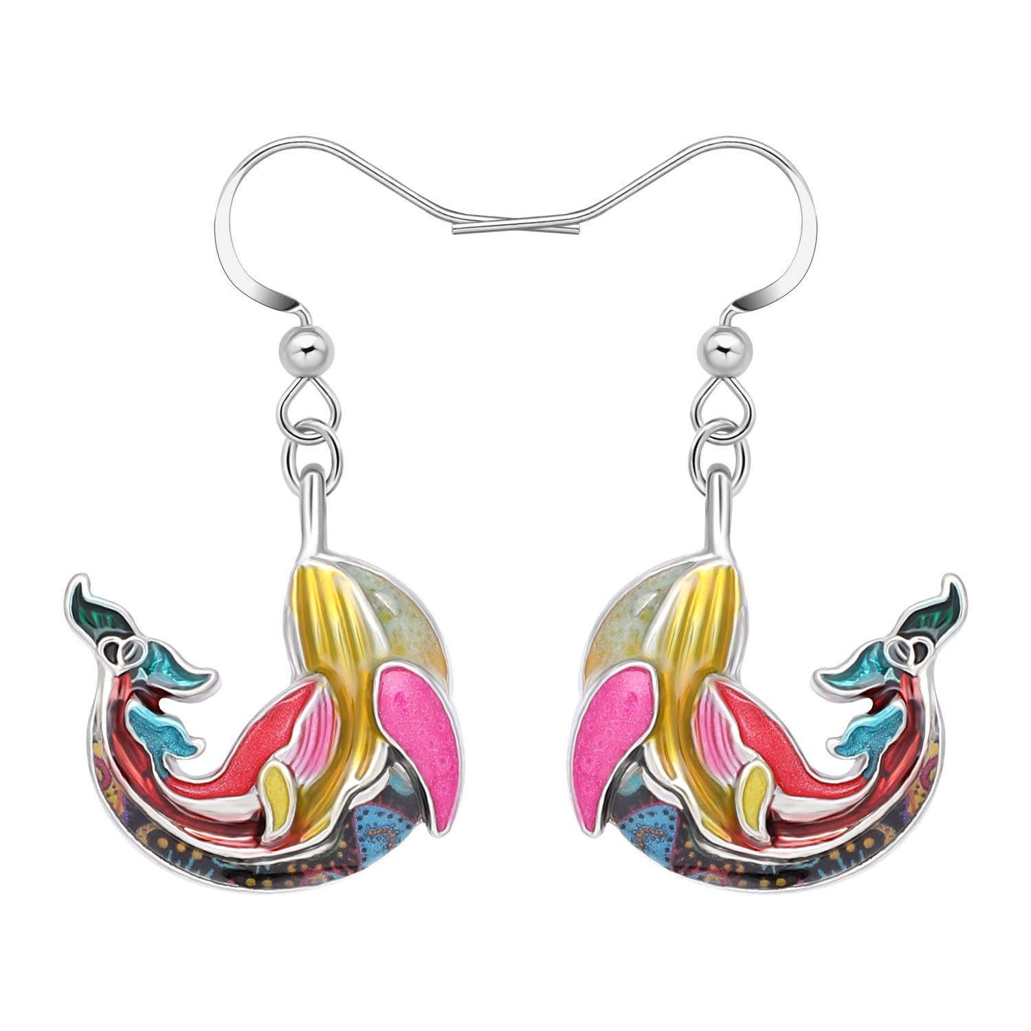 YAYAKO Creative Cute Whale Earrings Enamel Zinc Alloy Dangle Jewellery Fun Ocean Animals Gifts for Women Girls Novelty Decor (Multi)