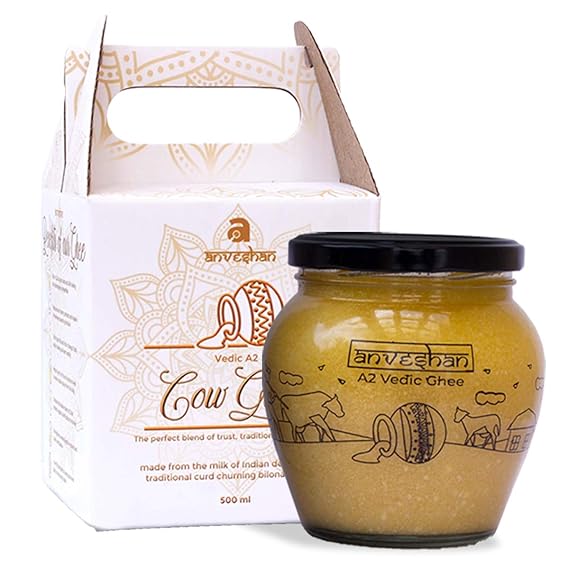 Anveshan A2 Vedic Bilona Cow Ghee in Glass Jar 500 ML