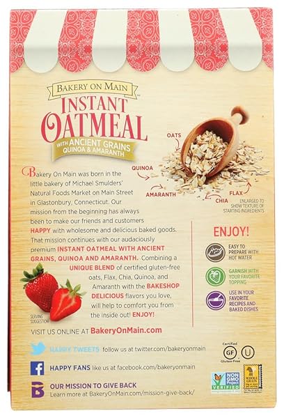 BAKERY ON MAIN, GLUTEN-FREE INSTANT OATMEAL, VEGAN & NON GMO – STRAWBERRY SHORTCAKE